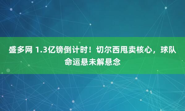 盛多网 1.3亿镑倒计时！切尔西甩卖核心，球队命运悬未解悬念